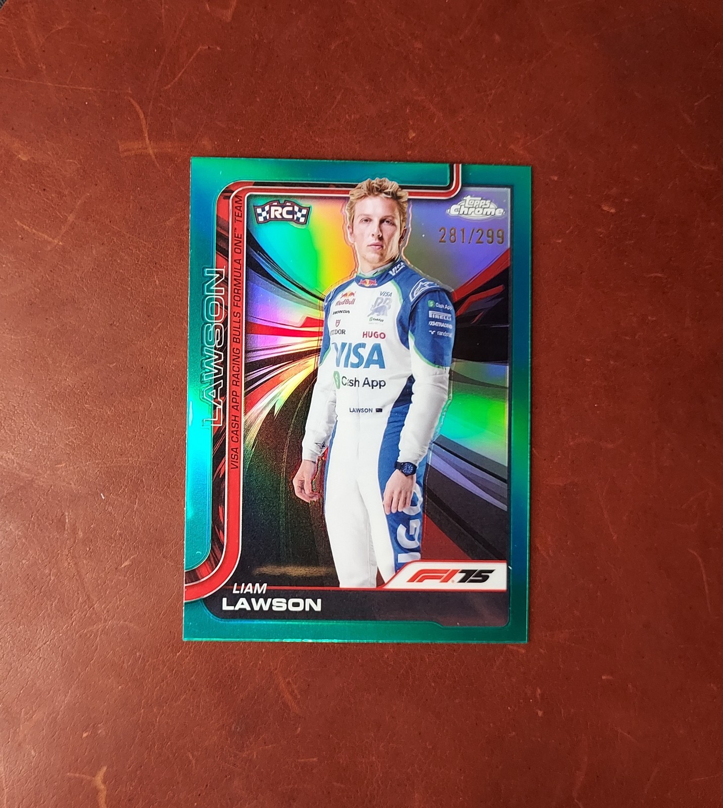 2025 F1 Topps Chrome Liam Lawson #11 RC Portrait True Aqua Refractor /199  SP