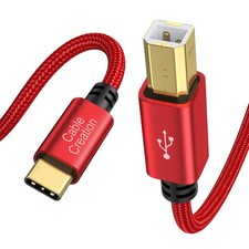 CableCreation USB B to C 6.6FT Printer Cable, MIDI Cable 6.6FT, Red