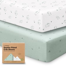 KeaBabies 2-Pack Organic Crib Sheets for Boys, Girls - 52" x 28", Bunnies