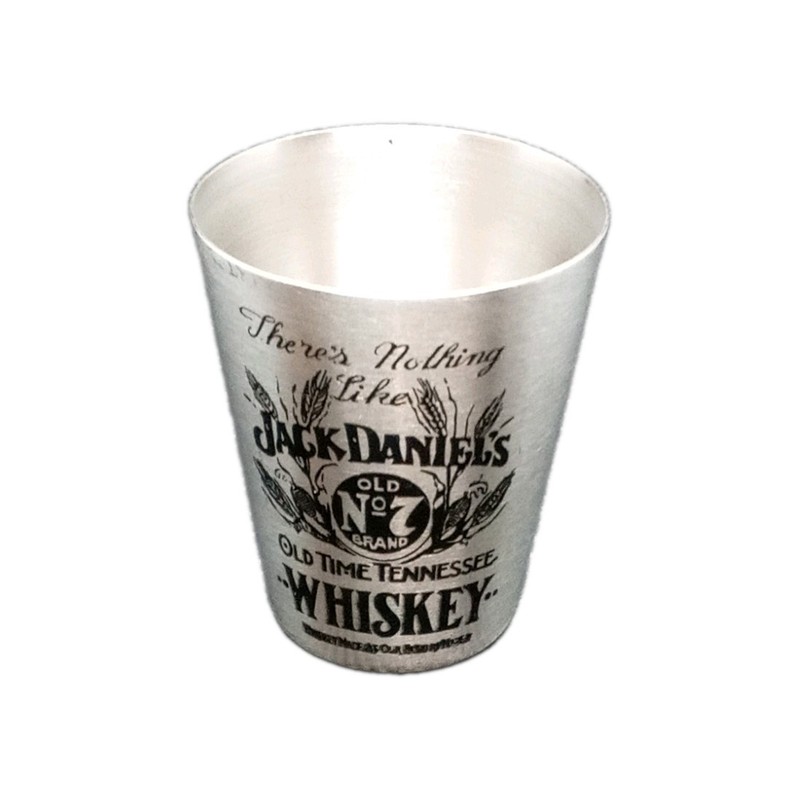 Jack Daniel’s Old No. 7 Metal Shot Glass Set Of 4 w/ Black Snap Pouch Case NWOT