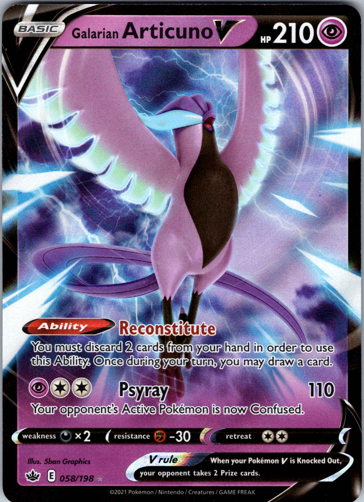 Galarian Articuno V 058/198 SWSH06: Chilling Reign Ultra Rare - NM