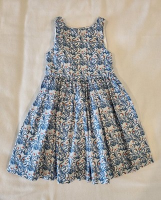 Jacadi Paris Girls 2 3 4 Blue Floral Cotton Sleeveless Flare Dress Lined 