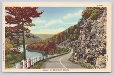 Vintage Linen Postcard Scenic Clearfield County Road by Curt Teich
