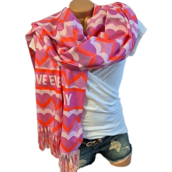 Zwillingsherz Damen Schal Tuch Mit Fransen Rosa FrüHling Herbst Winter (6554)-image
