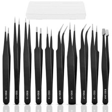 10Pcs Precision Tweezers Set, Upgraded Anti-Static Stainless Steel Tweezers w...