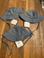 NWT Hanna Andersson Swim Hat With Ties Cotton Baby XS Blue Lot of 3