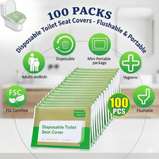 100PCS Disposable Toilet Seat Covers Portable Flushable Biodegradable Travel Pak