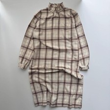 Sezane valentina midi dress women’s size 10 38 plaid check beige wool poly blend