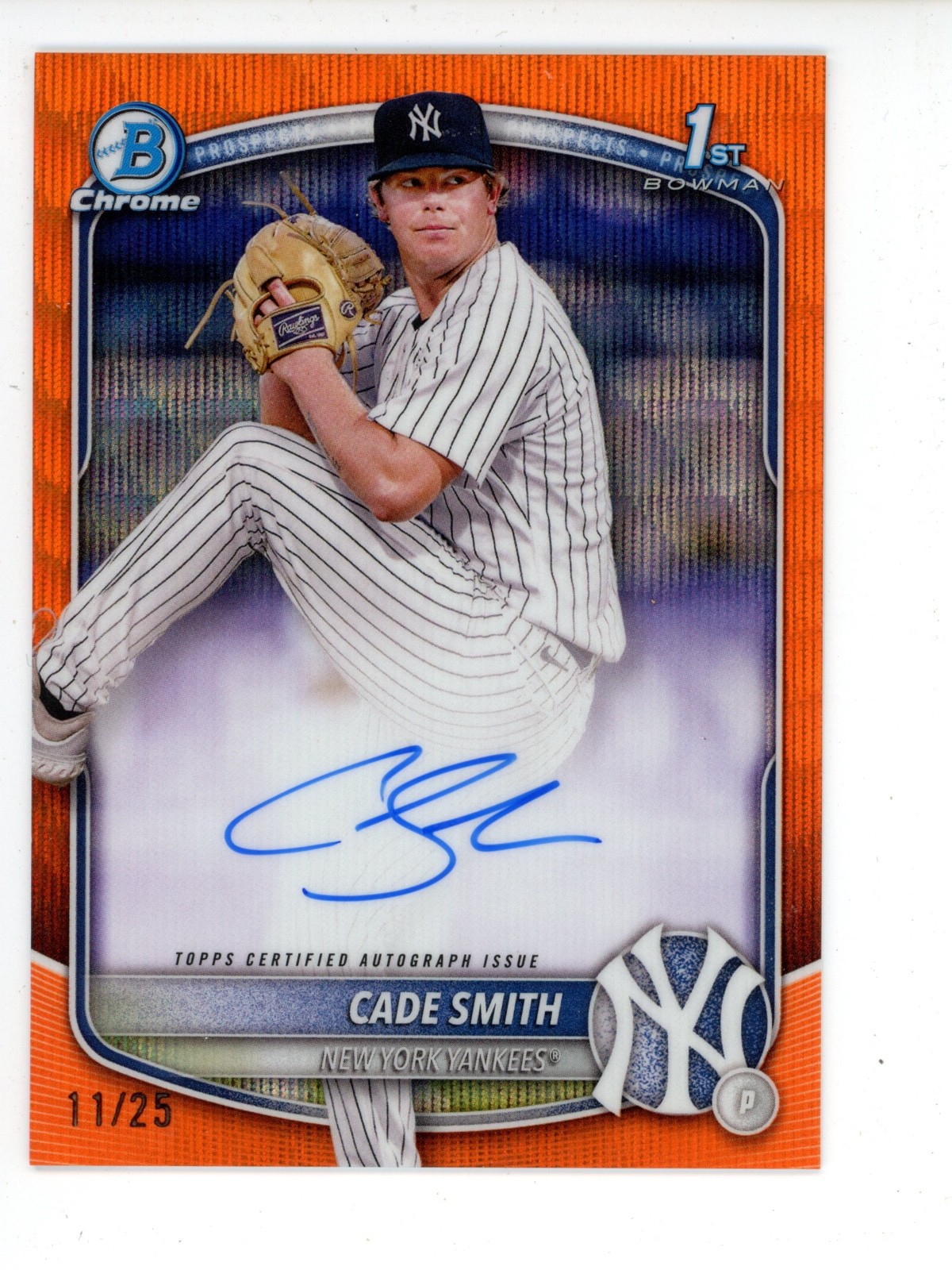 2025 Bowman Chrome Prospect Auto Cade Smith CPA-CS Orange Wave /25