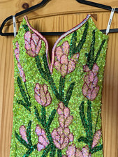 Jovani Strapless Sweetheart Floral Sequin Beaded Slit Long Gown Green 2