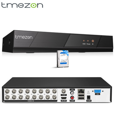 TMEZON 16/8 Channel H.265+ 5MP Lite DVR Recorder for Security Camera System 2TB