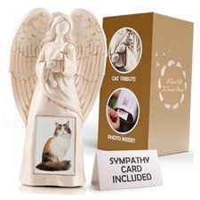 Angel Statue - Indoor/Outdoor Cat Memorial with Photo Holder - 11' Cat Tribute