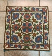 Throw Pillow Cover Embroidered Case Cover Cushion 16" x 16" Flowers S35