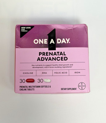 One A Day Prenatal Advanced Multivitamin w/ Brain Support 30 & 30 Tabs EXP 02/27