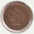 US Rare Old West 1906 Indian Head Penny Coin American Collection Shield Cent USA