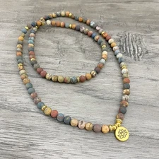 Red Creek Jasper 108 Mala Bead Prayer Healing Meditation Yoga Necklace Bracelet