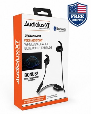 Audiolux XT Bluetooth Wireless Earbuds w/ Qi Wireless Charger Voice Assistant
