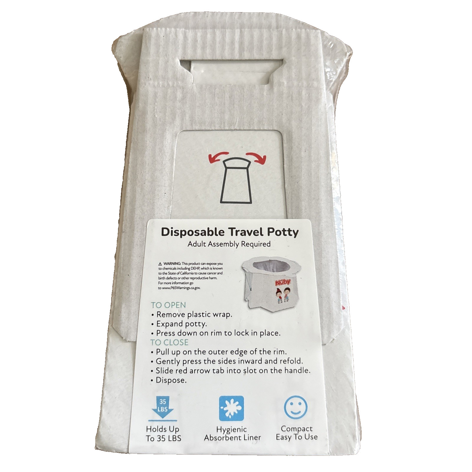 Nuby Disposable Travel Potty with Liner Portable Toddler Toilet Seat NEW