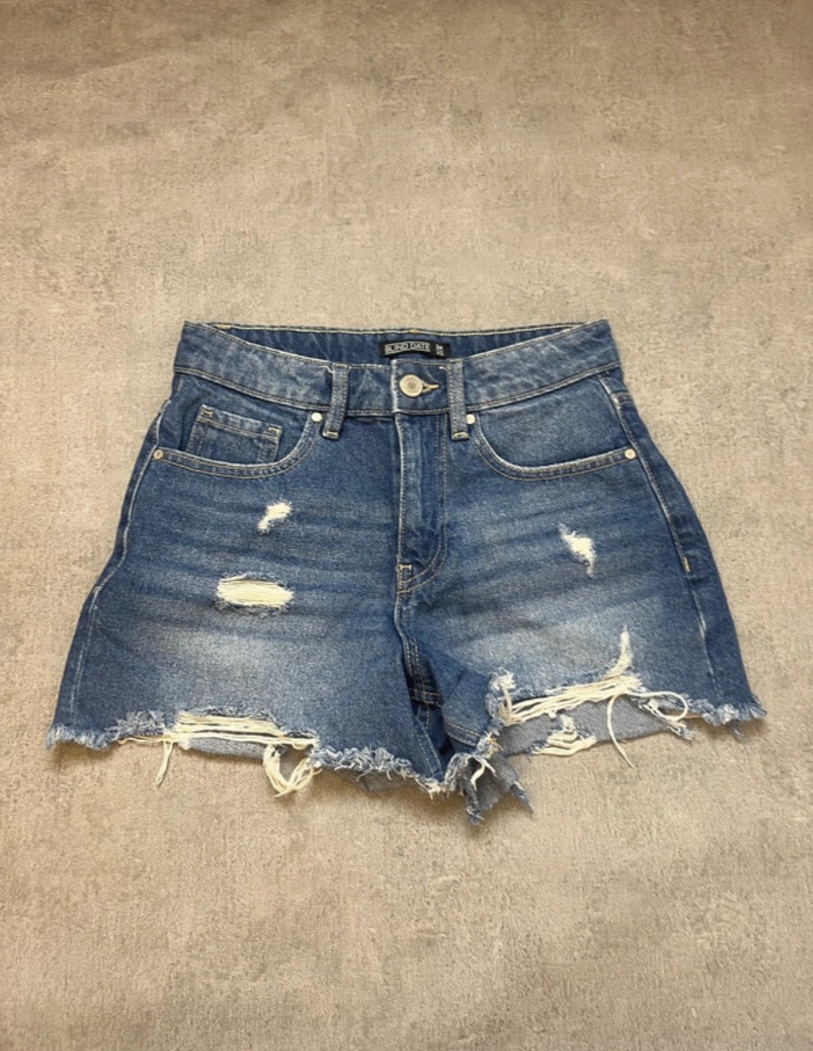 Blind Date Denim Shorts Womens XS 34 High Waist High Rise Ripped Fringe Jeans image 2