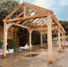 Oak Gazebo,  9m X 3m Car Port Frame (no Tiles)