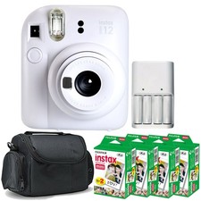 FUJIFILM INSTAX MINI 12 Instant Film Camera Clay White 4x Mini Instax Film Kit