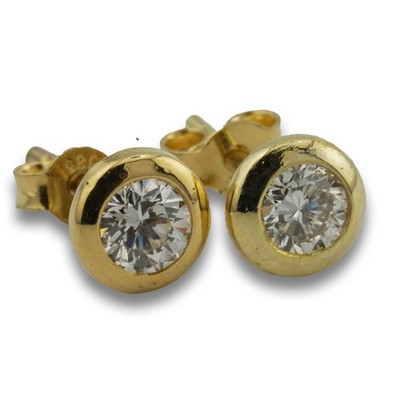 Solitär Brillant Gold Ohrstecker 585 14 Kt Gelbgold 0,66 Ct Ohrringe Wert 2490,-