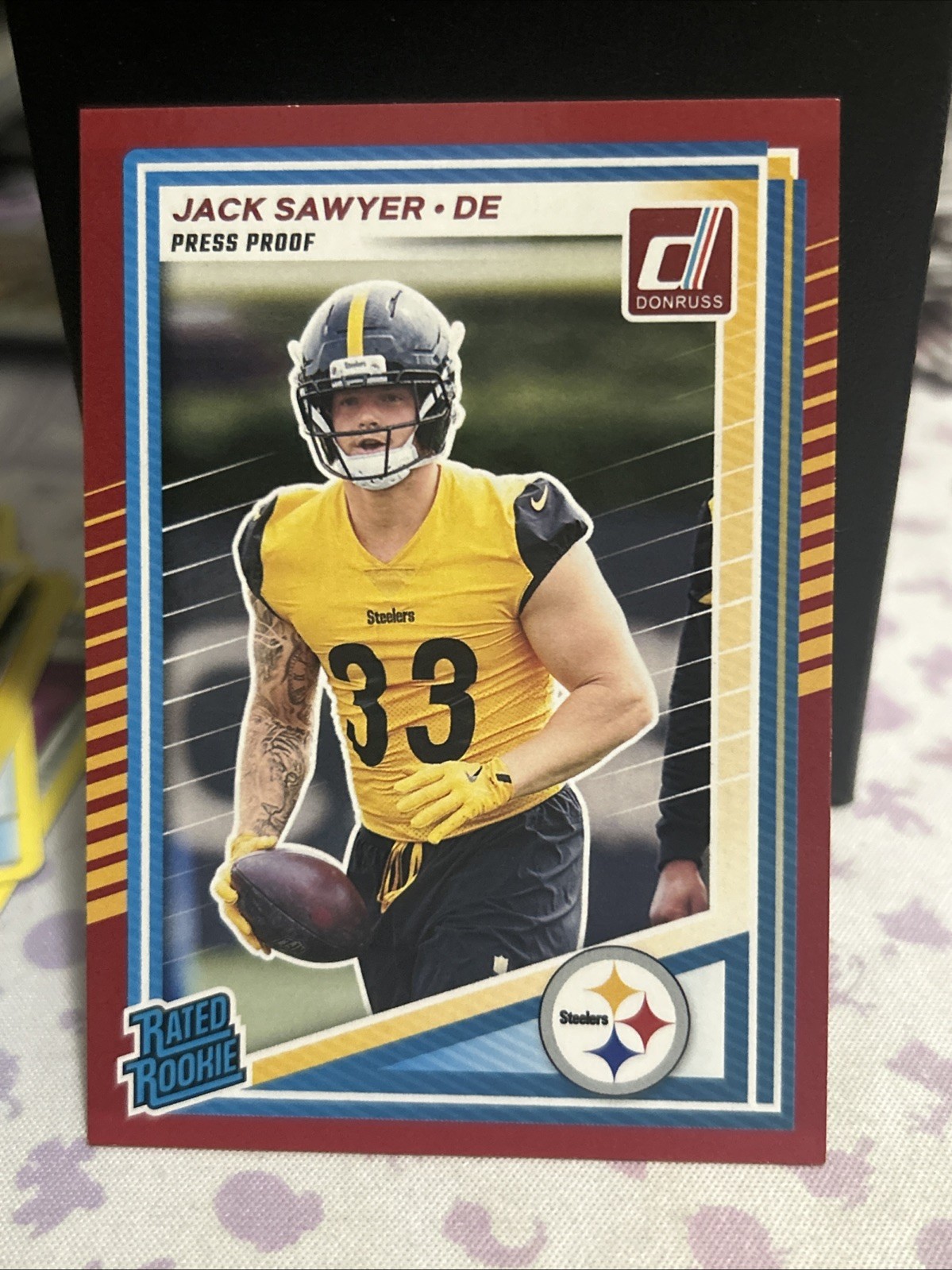 2025 Donruss #390 Jack Sawyer Rated Rookie Press Proof Red Steelers