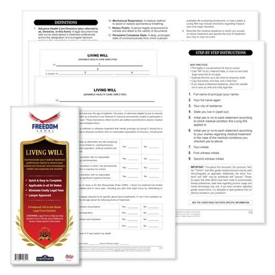 Living Will and Healthcare Power of Attorney Legal Forms Kit