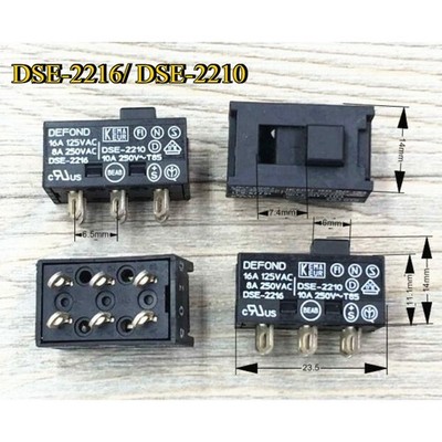 DEFOND DSE-2216 DSE-2210 Power Slide Switch 6 Pins 2 Position 8A 10A 16A 2047X