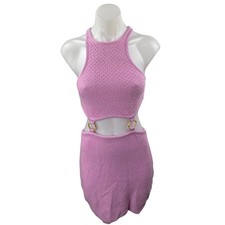 Lovers and Friends Francesca Pink Knit Racerback Cutout Mini Bodycon Dress Sz S