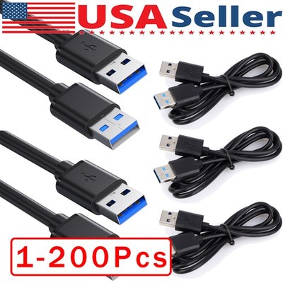 USB 3.0 A Male to A Male Cable Data Transfer Super Speed Power Charger Metal Lot