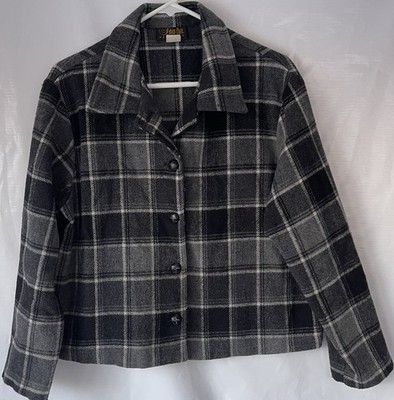 David Paul Women's Jacket Gray Black Plaid Wool Blend Sz M Vtg USA