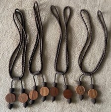 4x Gardinen Raff-Halter Echt-Holz Kordel gedreht rustikal dunkel-braun