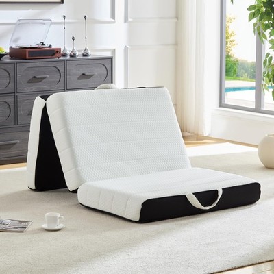 Foldable Mattress, Twin Tri-Fold Memory Foam Mattress Topper with Washable Co...
