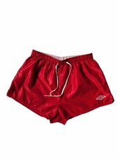 Vintage 70/80s Umbro Red Shiny Running Soccer Football Sprinter Shorts Sz S
