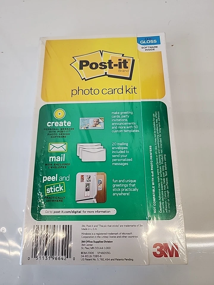 2x Post-it Photo Holiday Card Kit 4X8 Semi Gloss Sticky Picture Paper & Software - Image 3 of 4