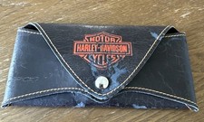Harley-Davidson Sunglasses Eyeglass Case Leather w/ Logo Made In ITALY VTG