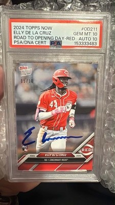 Topps 2024 Now Road to Opening Day Elly De La Cruz OD-211 Red /10 Auto PSA 10 