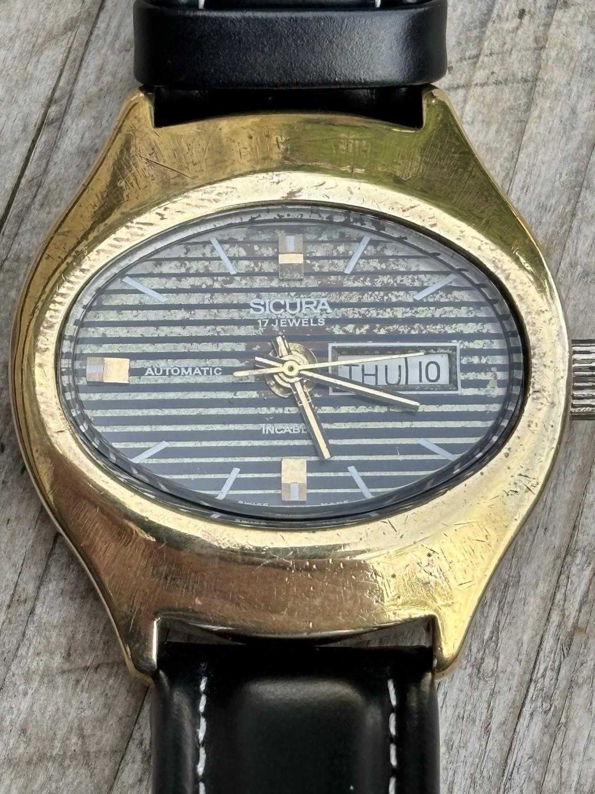 Vintage Sicura Breitling 17 Jewels Swiss Mechanical Watch Incabloc Ronda-Matic