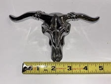 Vintage 1980 Baron Solid Brass Belt Buckle Longhorn Bull Skull