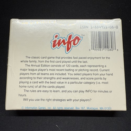 NEW INFO Baseball Card Game 1994 ANNUAL EDITION Sealed Vintage Collectible - Picture 2 of 3