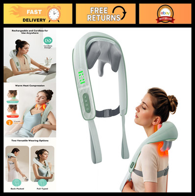 Cordless Neck Massager with Heat - Shiatsu Deep Tissue Pain Relief, 4D Kneading