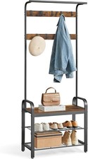 VASAGLE Coat Rack, Stand with Shoe 72W cm, Vintage Brown and Black. 