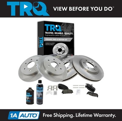 TRQ Front & Rear Ceramic Brake Pad & Rotor Kit w/Fluids for Armada Titan Truck