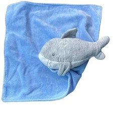 Carter's Plush Blue Gray Shark Security Blanket Baby Lovey Whale 11x11  
