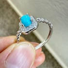 925 Sterling Silver Ring 5x3mm Natural Blue Turquoise Gemstone Zircon Jewelry — photo 6