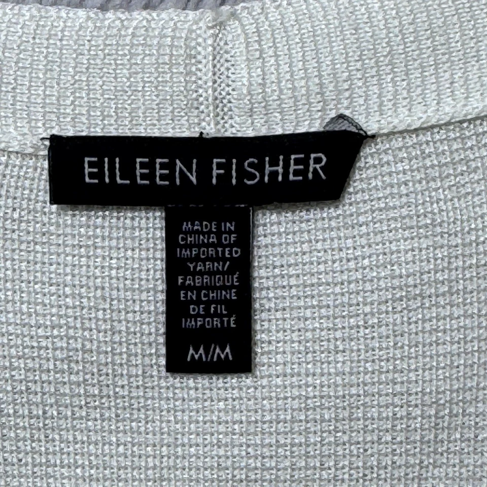 Suéter Cárdigan Plumero Crema Mezcla Seda Eileen Fisher Talla M Talla Grande Foto 2 de 4