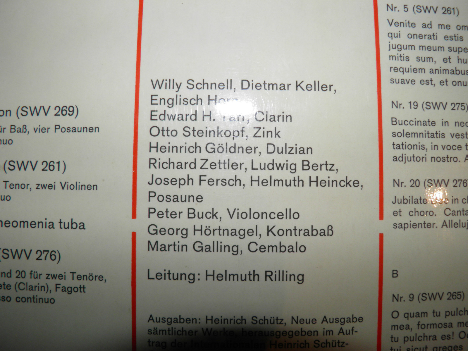 Schutz Heinrich - Symphoniae Sacrae - Helmuth Rilling - Germany SDG STEREO NM