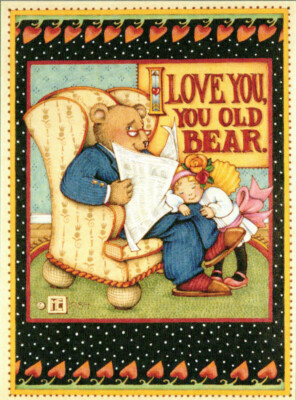 I LOVE YOU OLD BEAR-Handcrafted Father's Day Magnet-w/Mary Engelbreit art  