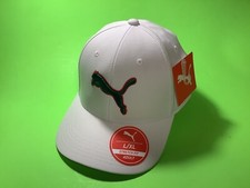 PUMA Stretch Fit Adult Hat Size L/XL White w/Green, Red NEW